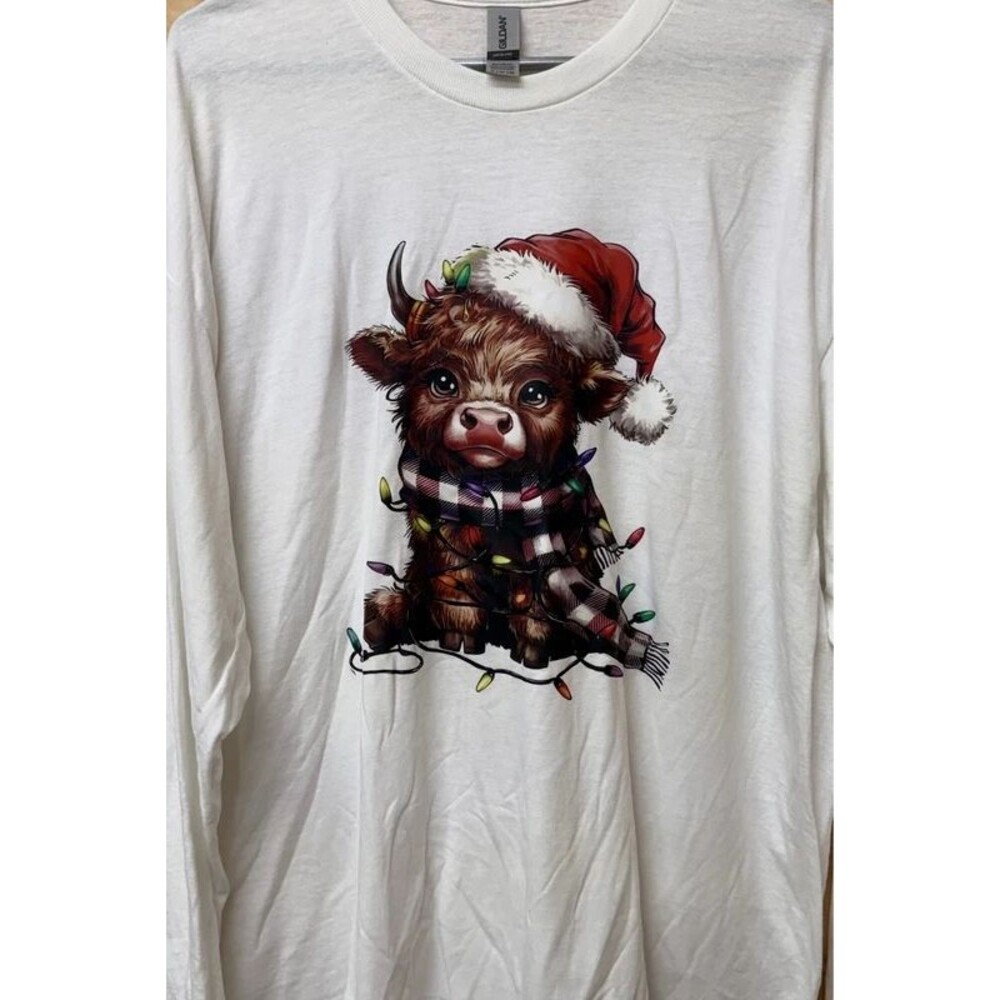 Long sleeve Christmas cow shirt